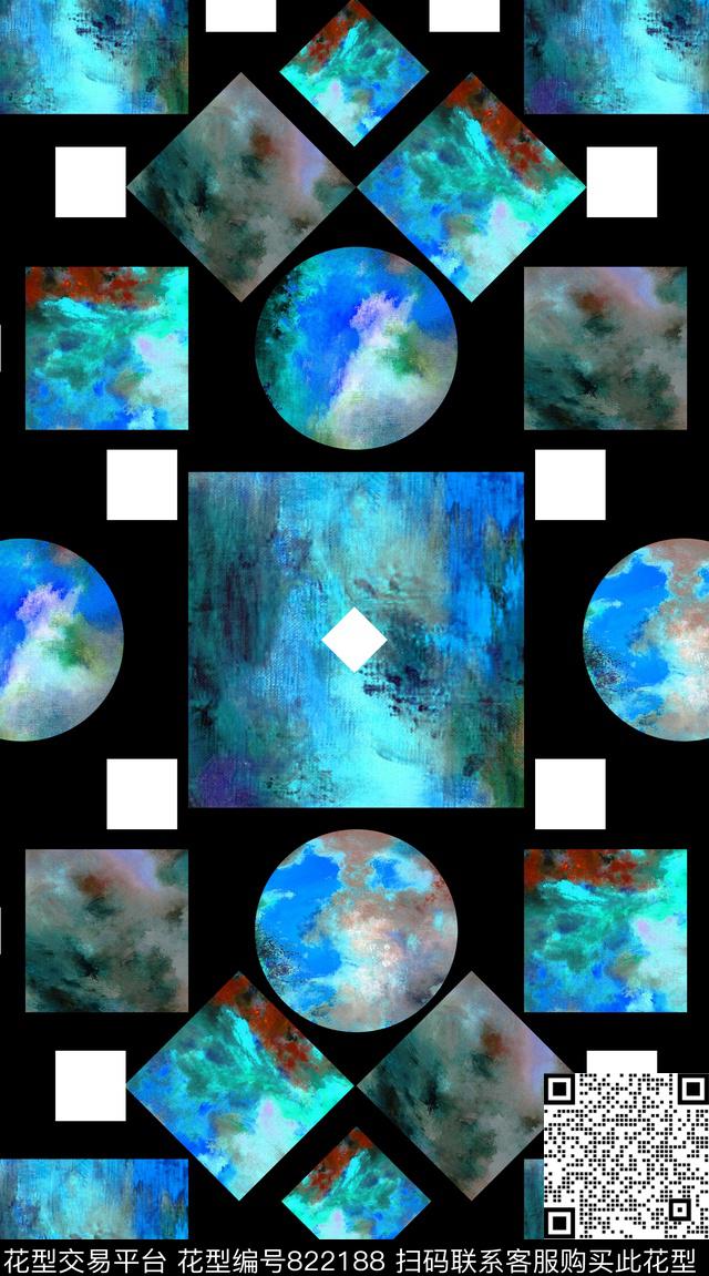 创意服装面料创意图案设计几何数码印花华亿平台下载（图片编号: 822188） - 瓦栏（Walan）