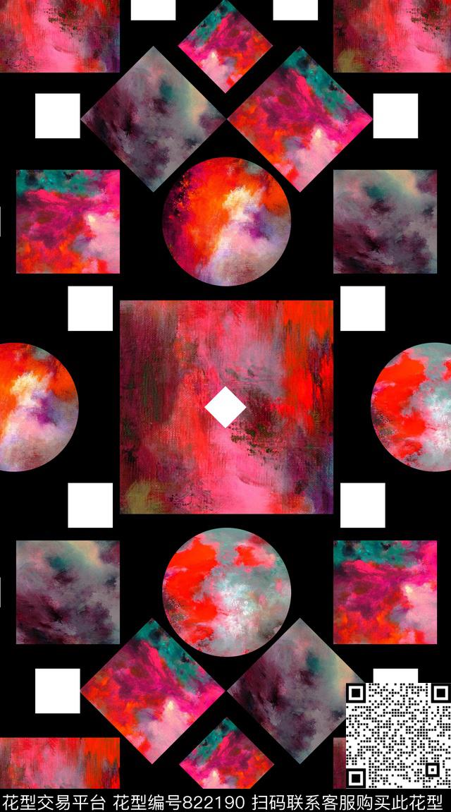 创意服装面料创意图案设计几何数码印花华亿平台下载（图片编号: 822190） - 瓦栏（Walan）