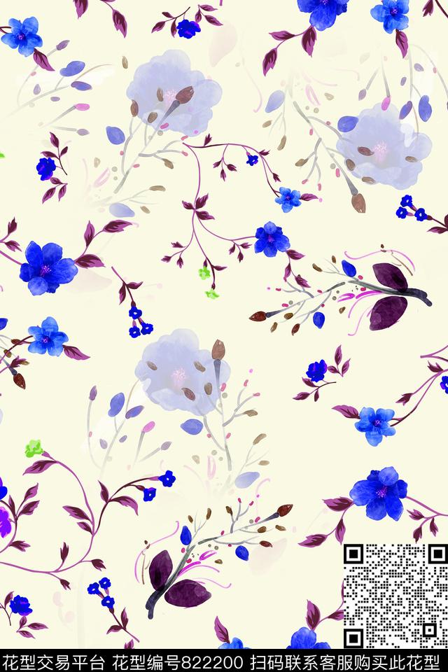 花卉小碎花肌理数码印花华亿平台下载（图片编号: 822200） - 瓦栏（Walan）