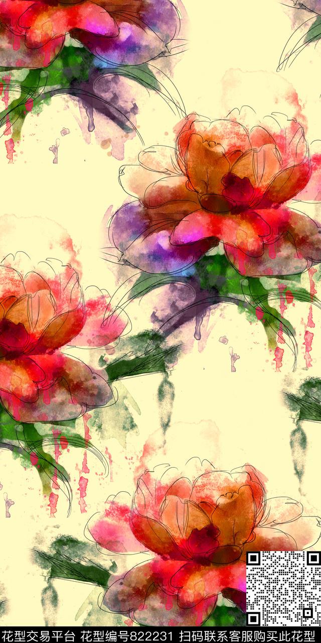 花卉满版花乱花数码印花华亿平台下载（图片编号: 822231） - 瓦栏（Walan）