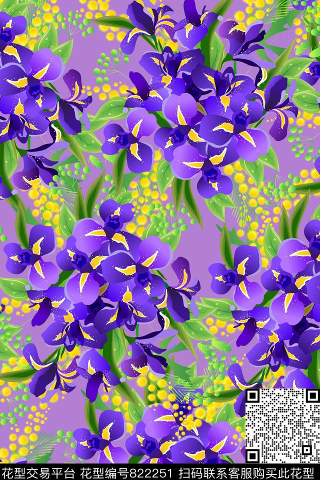 兰花大花花卉创意数码印花华亿平台下载（图片编号: 822251） - 瓦栏（Walan）