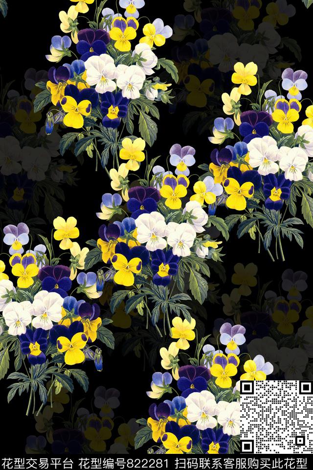 花卉乱花大花数码印花华亿平台下载（图片编号: 822281） - 瓦栏（Walan）