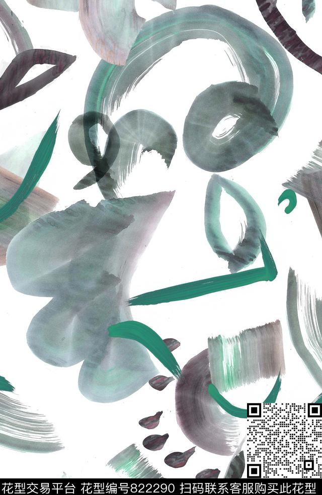 线条水彩抽象数码印花华亿平台下载（图片编号: 822290） - 瓦栏（Walan）