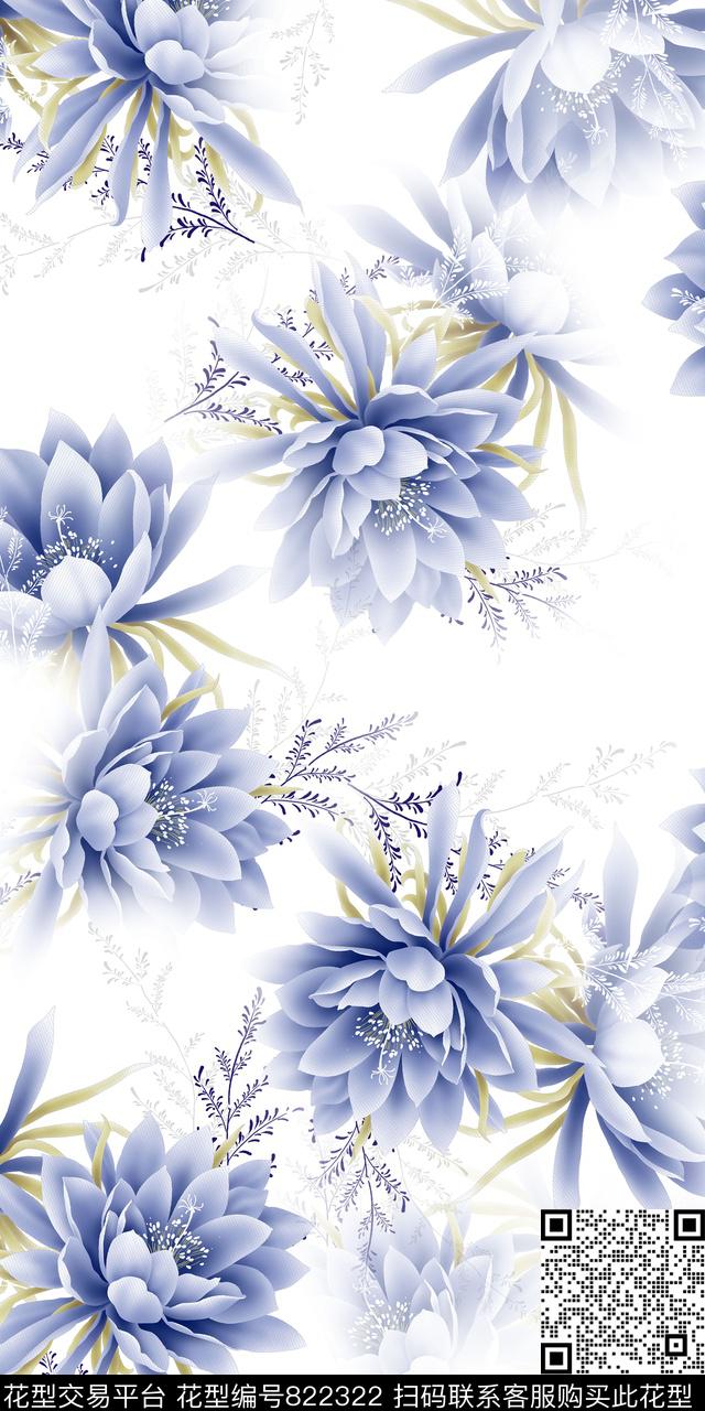 花朵手绘花卉数码印花华亿平台下载（图片编号: 822322） - 瓦栏（Walan）