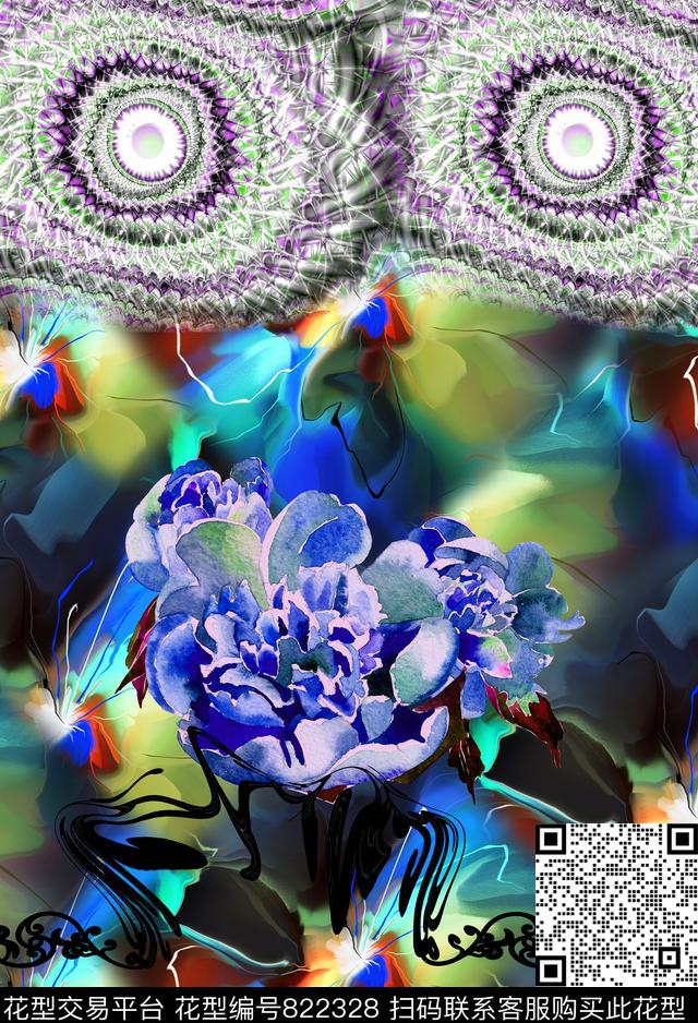 肌理花卉闪亮数码印花华亿平台下载（图片编号: 822328） - 瓦栏（Walan）