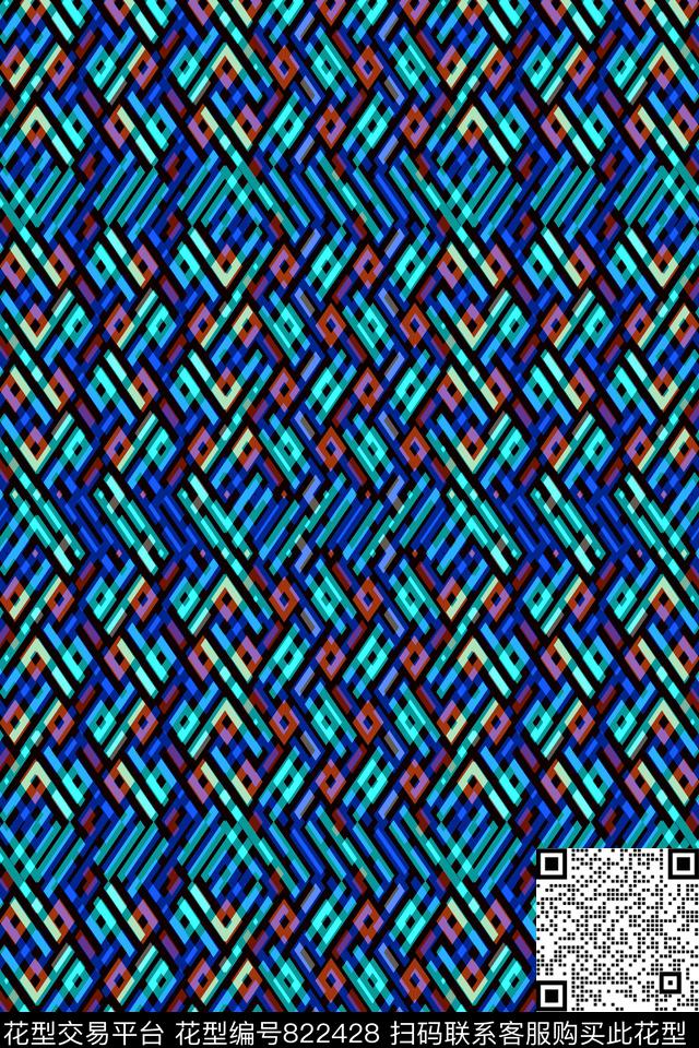 不规则几何马赛克小方块传统印花华亿平台下载（图片编号: 822428） - 瓦栏（Walan）