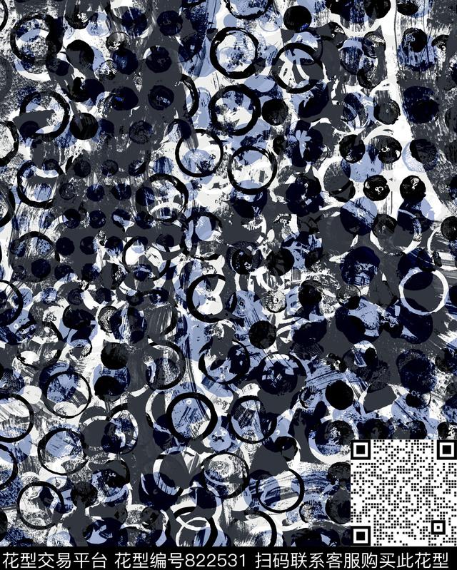 圓形水彩筆觸数码印花华亿平台下载（图片编号: 822531） - 瓦栏（Walan）