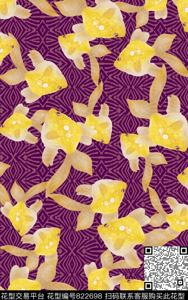 金鱼肌理色彩数码印花华亿平台下载（图片编号: 822698） - 瓦栏（Walan）