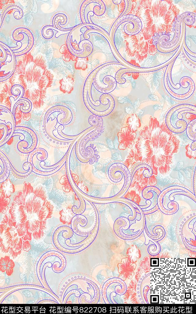 绣花刺绣民族风数码印花华亿平台下载（图片编号: 822708） - 瓦栏（Walan）