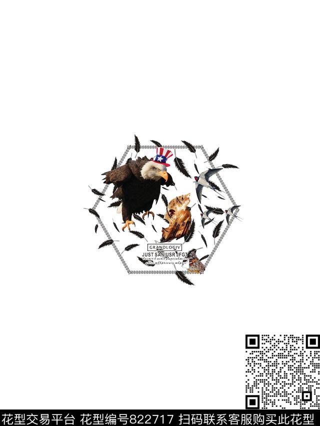 欧式时尚鸟数码印花华亿平台下载（图片编号: 822717） - 瓦栏（Walan）