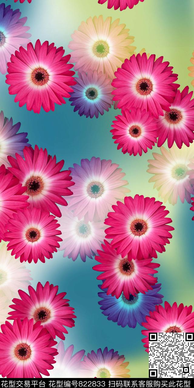 花朵花卉鲜花数码印花华亿平台下载（图片编号: 822833） - 瓦栏（Walan）