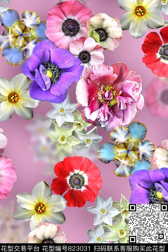 花卉素雅照片花数码印花华亿平台下载（图片编号: 823031） - 瓦栏（Walan）