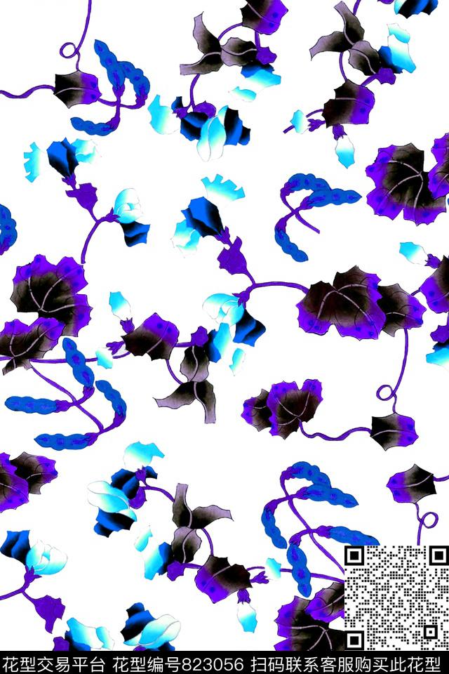 花瓣满版散花花卉数码印花华亿平台下载（图片编号: 823056） - 瓦栏（Walan）