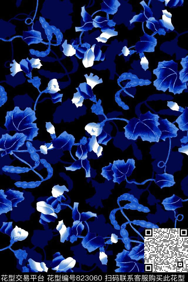 花瓣满版散花花卉数码印花华亿平台下载（图片编号: 823060） - 瓦栏（Walan）