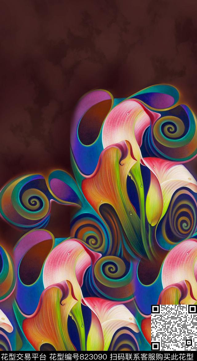 花卉百合马蹄莲数码印花华亿平台下载（图片编号: 823090） - 瓦栏（Walan）