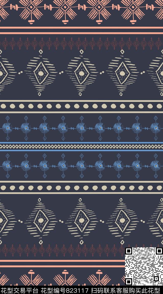不规则几何民族风几何传统印花华亿平台下载（图片编号: 823117） - 瓦栏（Walan）