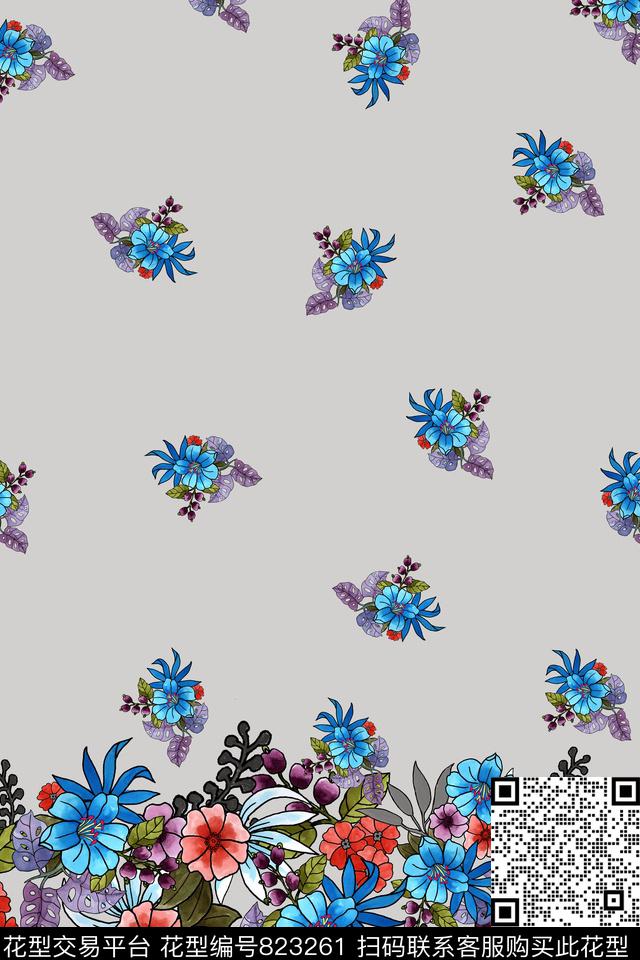 流行花卉女装数码印花华亿平台下载（图片编号: 823261） - 瓦栏（Walan）