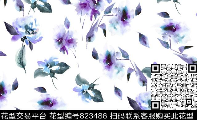 大花花朵花卉数码印花华亿平台下载（图片编号: 823486） - 瓦栏（Walan）