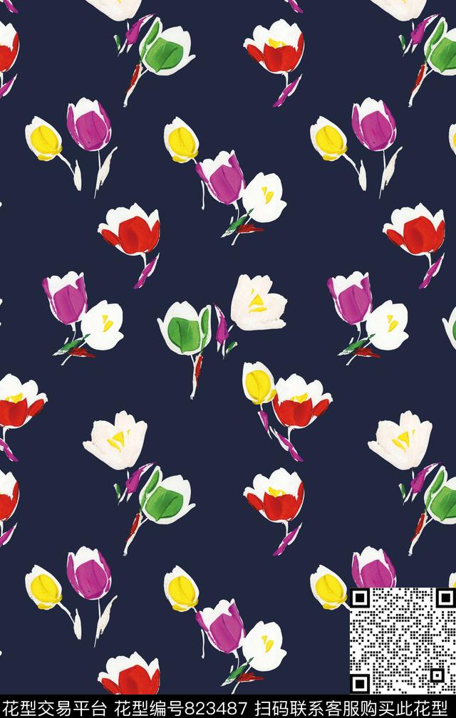 小碎花花朵花卉传统印花华亿平台下载（图片编号: 823487） - 瓦栏（Walan）