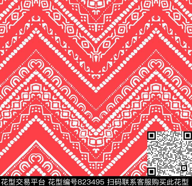 波浪条纹条纹条子传统印花华亿平台下载（图片编号: 823495） - 瓦栏（Walan）