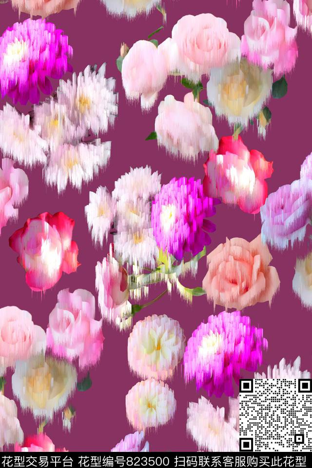 小碎花花朵花瓣数码印花华亿平台下载（图片编号: 823500） - 瓦栏（Walan）
