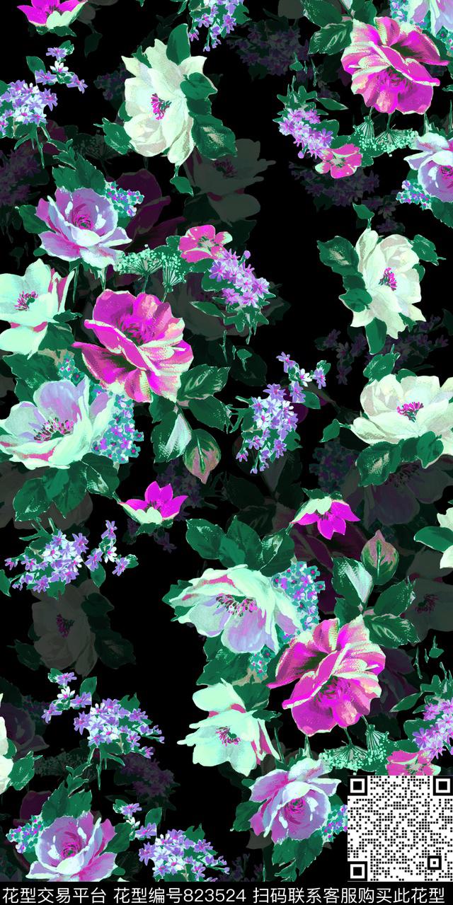 花卉数码印花华亿平台下载（图片编号: 823524） - 瓦栏（Walan）