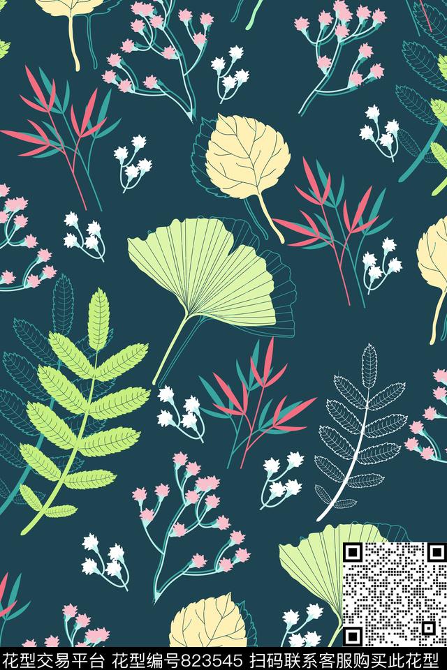 小碎花花卉叶子传统印花华亿平台下载（图片编号: 823545） - 瓦栏（Walan）