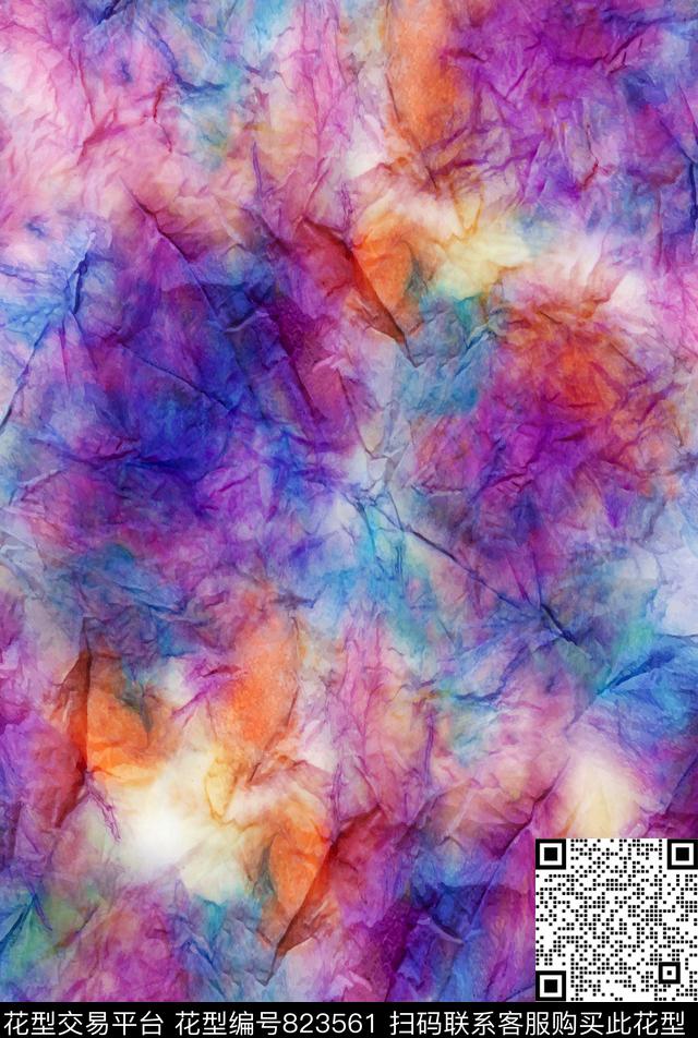 洋阳---抽象水墨水彩扎染花纹数码印花华亿平台下载（图片编号: 823561） - 瓦栏（Walan）