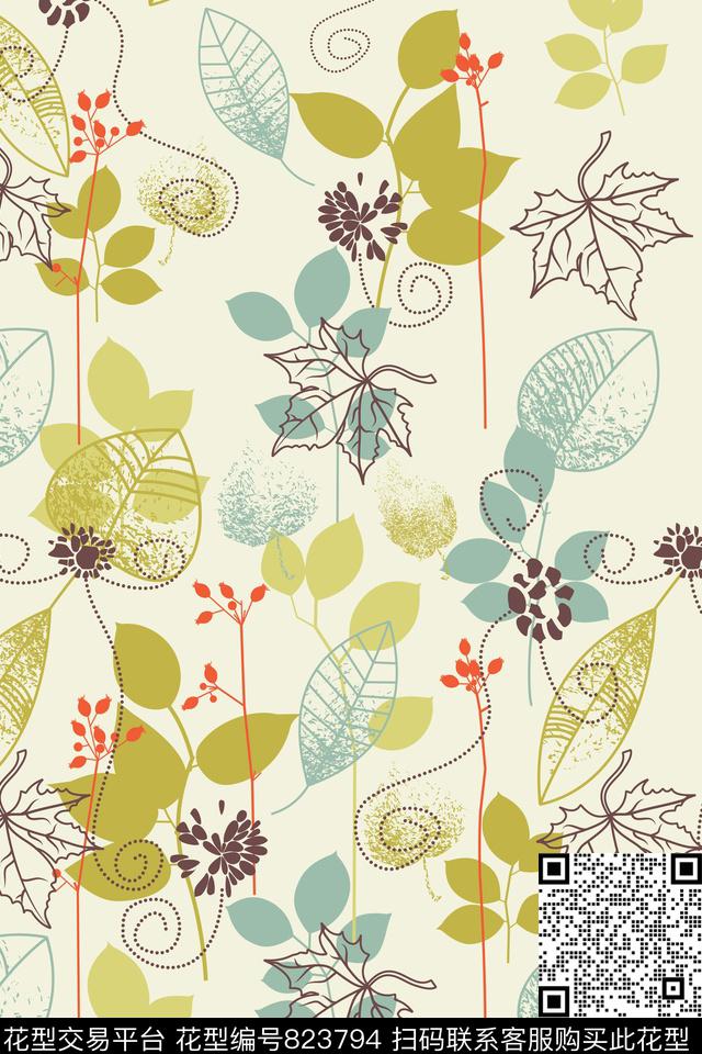 枫叶传统印花华亿平台下载（图片编号: 823794） - 瓦栏（Walan）