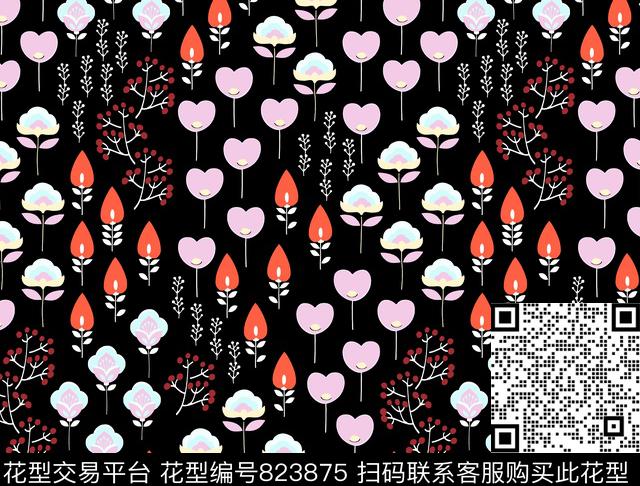 桃花花朵小碎花传统印花华亿平台下载（图片编号: 823875） - 瓦栏（Walan）