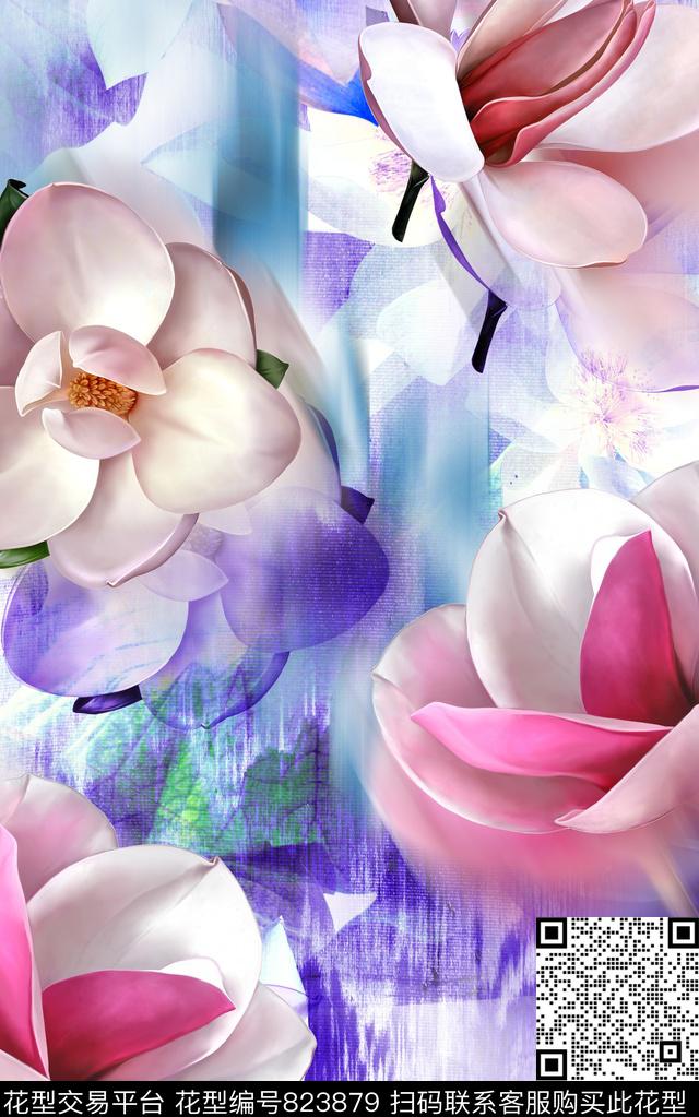 肌理色彩晕染数码印花华亿平台下载（图片编号: 823879） - 瓦栏（Walan）