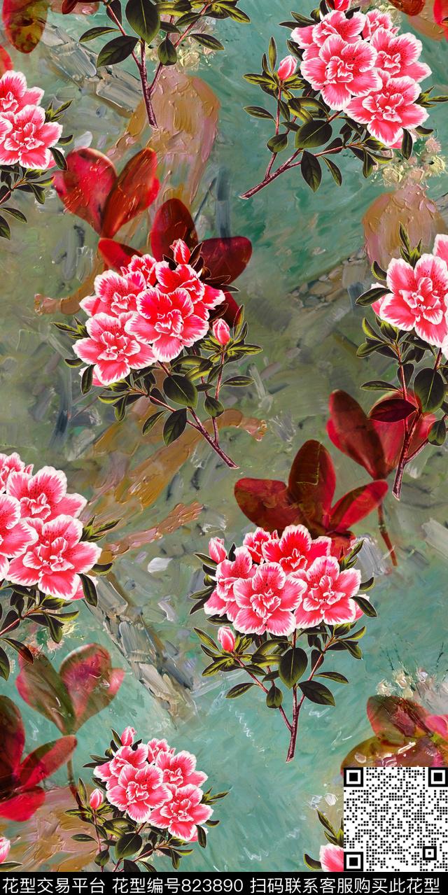 牵牛花数码花乱花数码印花华亿平台下载（图片编号: 823890） - 瓦栏（Walan）