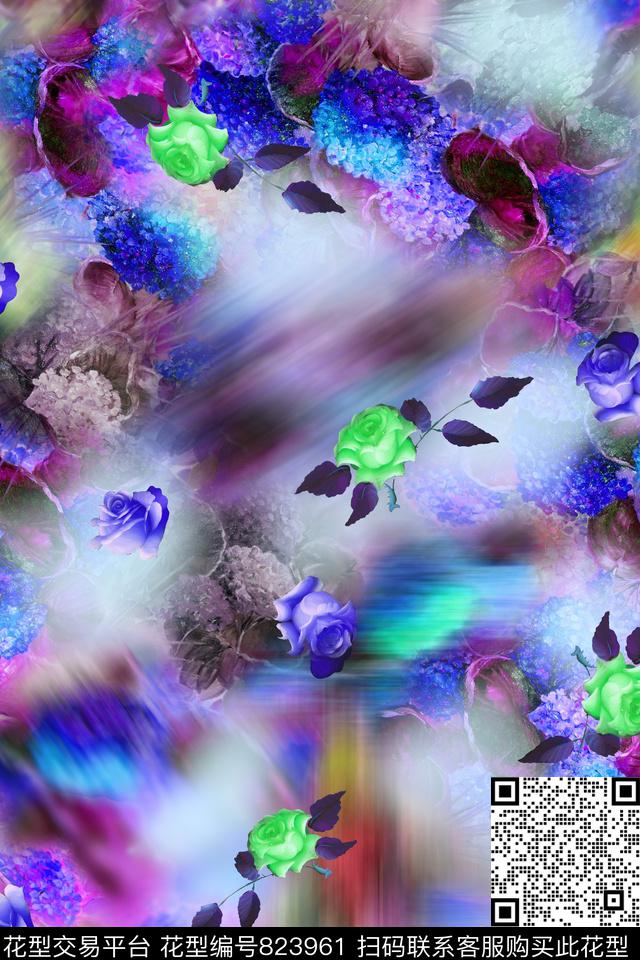 乱花花朵花卉数码印花华亿平台下载（图片编号: 823961） - 瓦栏（Walan）