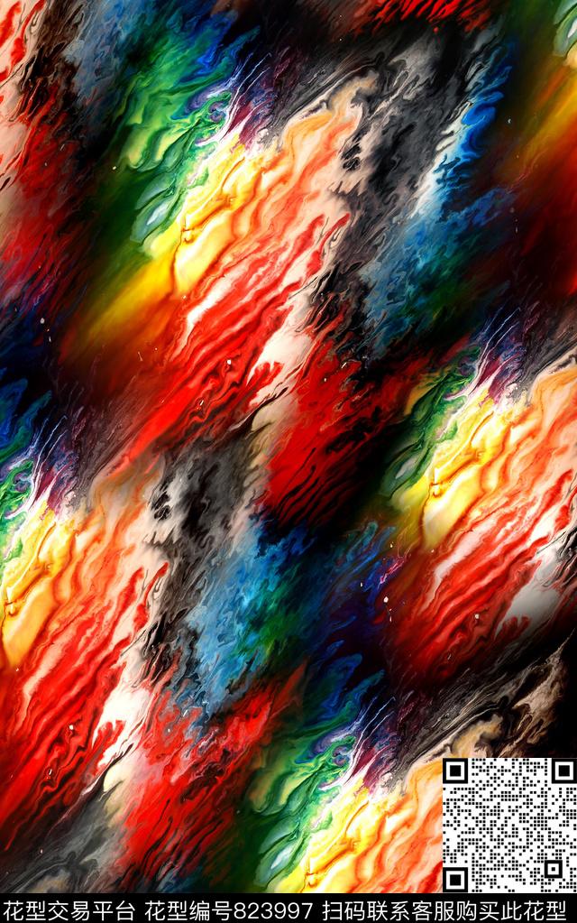 抽象几何条纹数码印花华亿平台下载（图片编号: 823997） - 瓦栏（Walan）