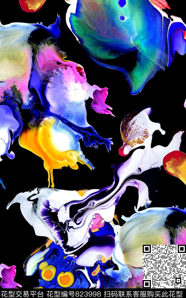 抽象几何矿石数码印花华亿平台下载（图片编号: 823998） - 瓦栏（Walan）