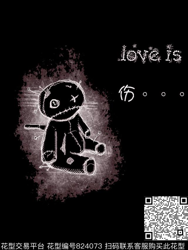 单色黑底黑白数码印花华亿平台下载（图片编号: 824073） - 瓦栏（Walan）