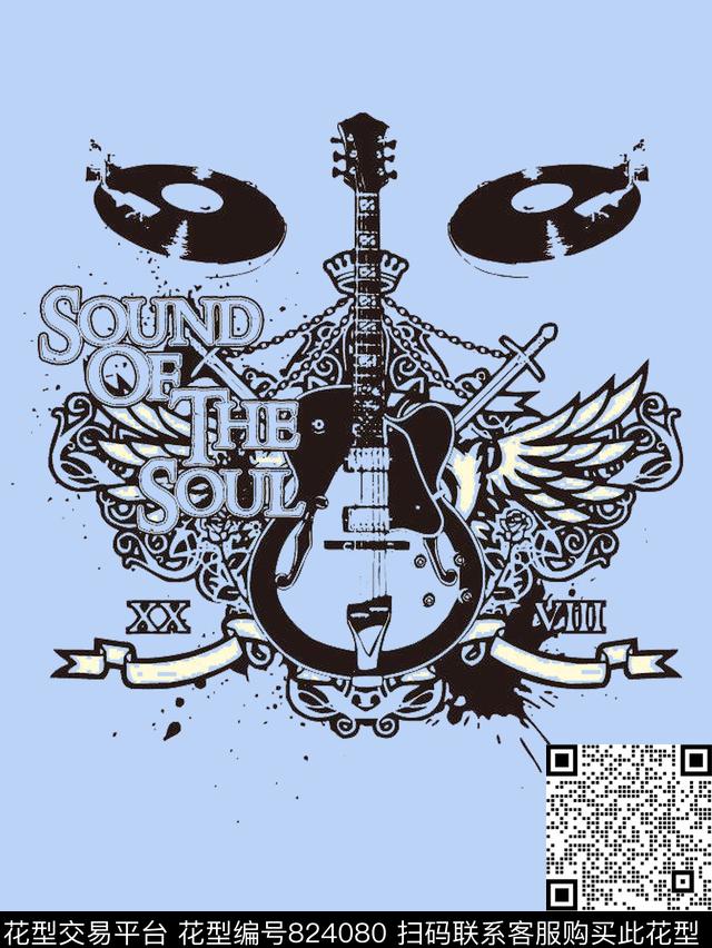 中国风卡通音乐符号数码印花华亿平台下载（图片编号: 824080） - 瓦栏（Walan）