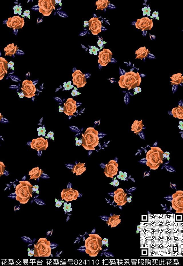 花朵小碎花花卉传统印花华亿平台下载（图片编号: 824110） - 瓦栏（Walan）