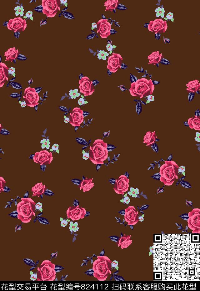 花朵小碎花花卉传统印花华亿平台下载（图片编号: 824112） - 瓦栏（Walan）