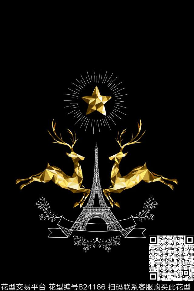 鹿动物纹土豪金传统印花华亿平台下载（图片编号: 824166） - 瓦栏（Walan）