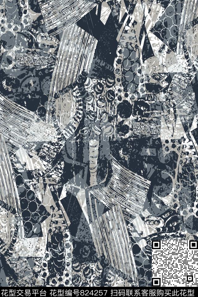 抽象纹理几何纹理男装夹克华亿平台传统印花华亿平台下载（图片编号: 824257） - 瓦栏（Walan）