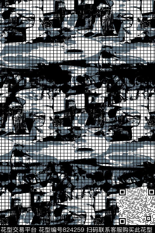 抽象纹理迷彩纹理格子纹理传统印花华亿平台下载（图片编号: 824259） - 瓦栏（Walan）