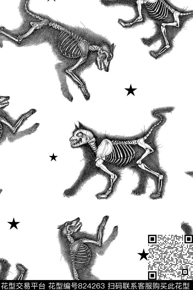 动物骷髅动物星星传统印花华亿平台下载（图片编号: 824263） - 瓦栏（Walan）