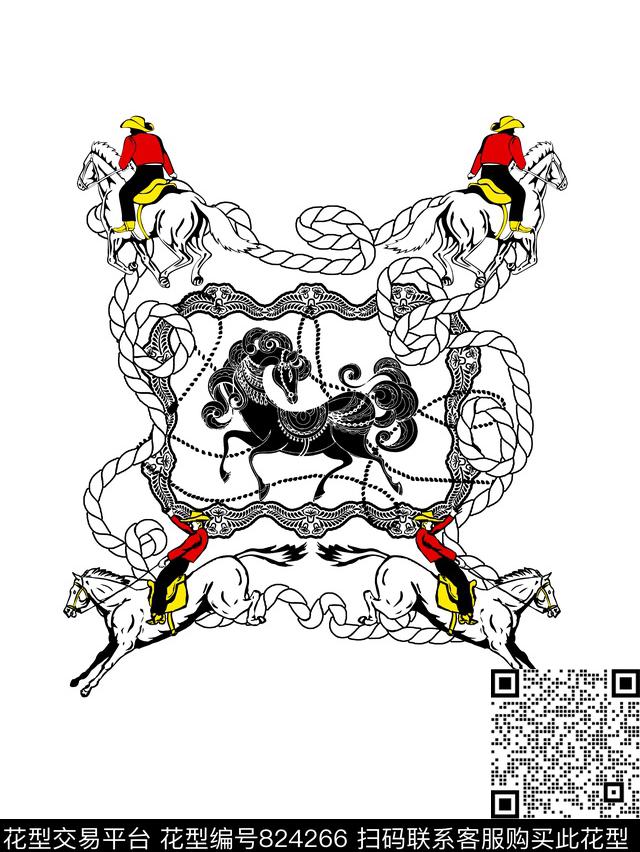 绳索马车男装T恤华亿平台传统印花华亿平台下载（图片编号: 824266） - 瓦栏（Walan）