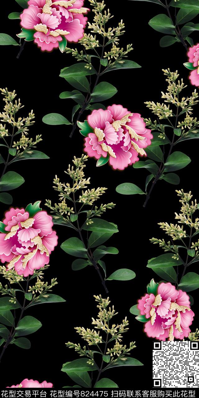 小碎花牵牛花罂粟花数码印花华亿平台下载（图片编号: 824475） - 瓦栏（Walan）