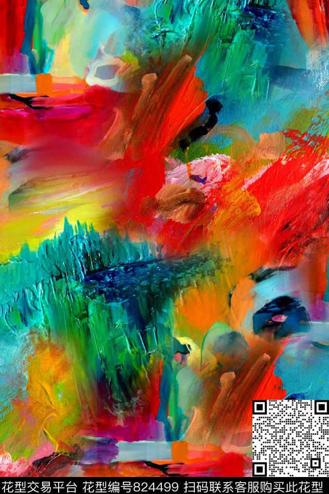 抽象几何拼接数码印花华亿平台下载（图片编号: 824499） - 瓦栏（Walan）