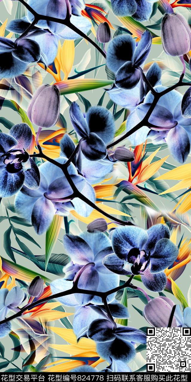 鲜花乱花碎花数码印花华亿平台下载（图片编号: 824778） - 瓦栏（Walan）