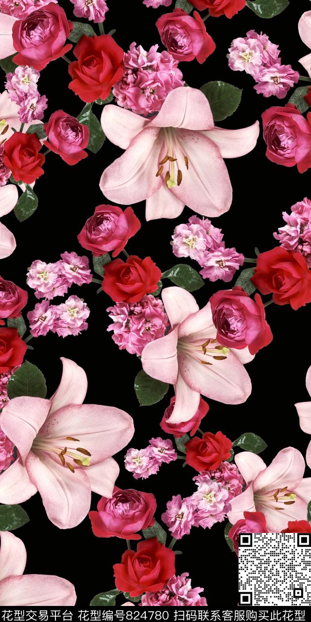 鲜花乱花碎花数码印花华亿平台下载（图片编号: 824780） - 瓦栏（Walan）