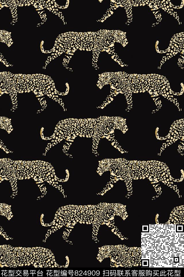 男装豹纹豹子传统印花华亿平台下载（图片编号: 824909） - 瓦栏（Walan）