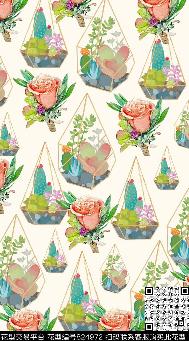 花卉女士创意服装面料数码印花华亿平台下载（图片编号: 824972） - 瓦栏（Walan）